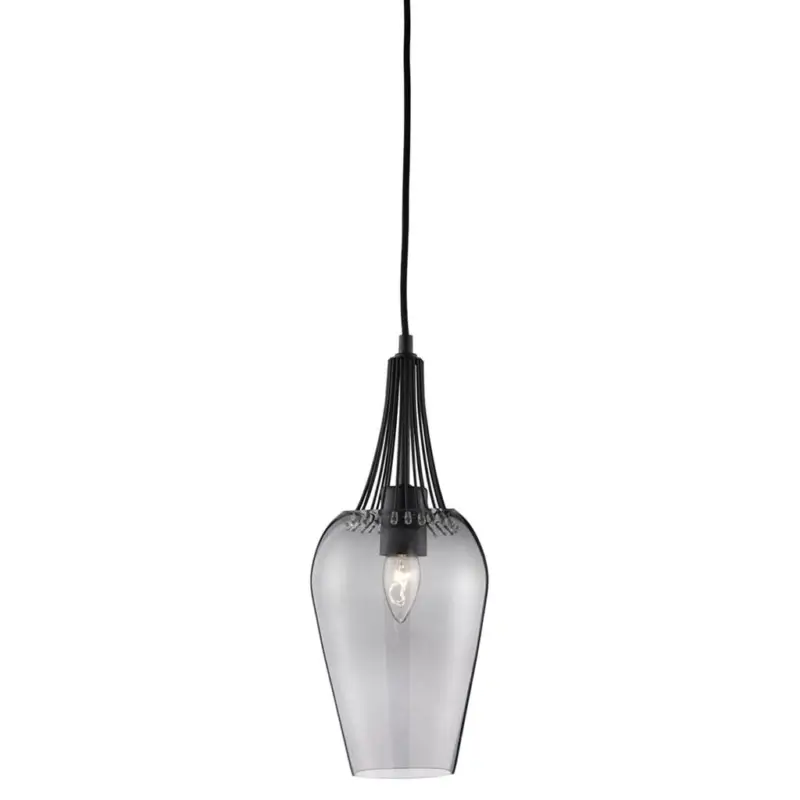 8911BK Whisk Lampa wisząca - czarny Metal & Smokey szkło Searchlight Promocja